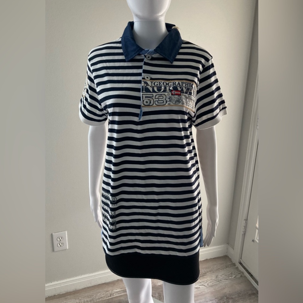 NWT Geographical Norway Expedition Vintage Stripped Men's Polo Shirt Sz M